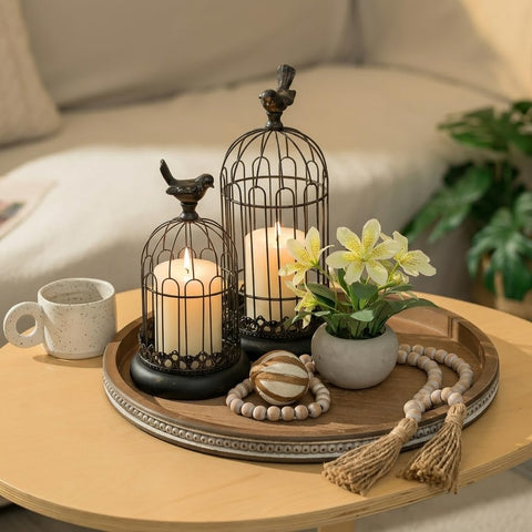 Hanobe round coffee-table décor suitable for candles or small items.