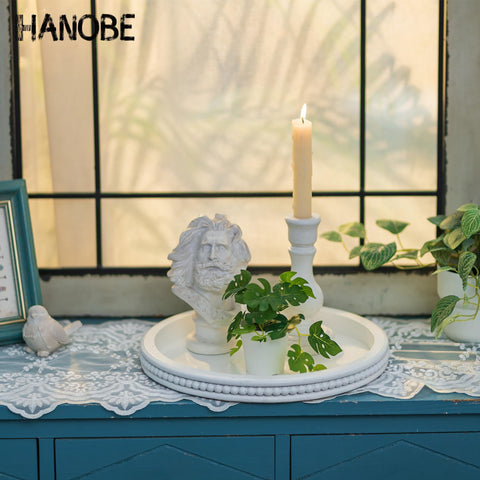 Hanobe thirty-centimeter round tray MDF wood for daily use and stylish presentation.