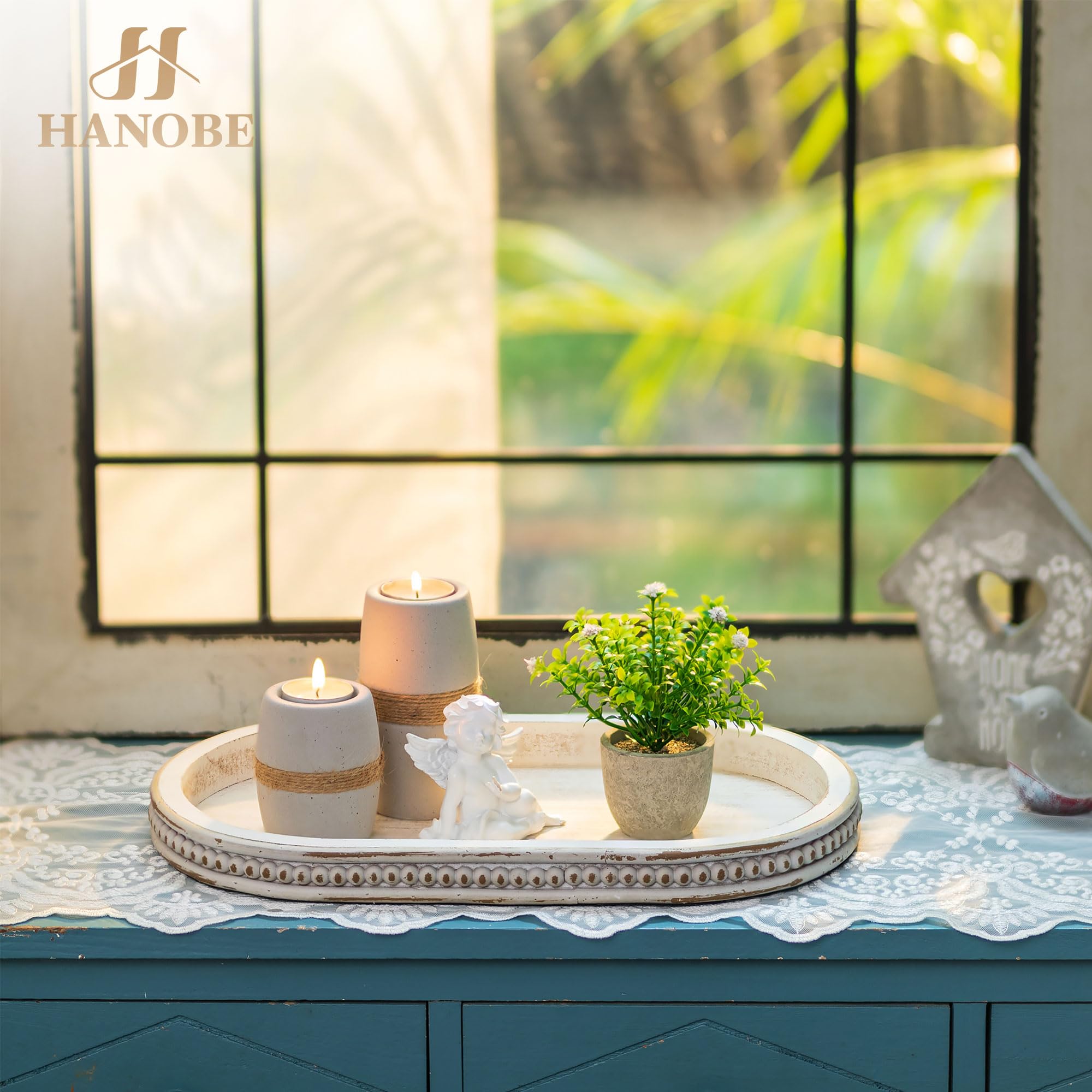 Hanobe versatile tray for coffee tables and consoles, boosts organization and beauty.