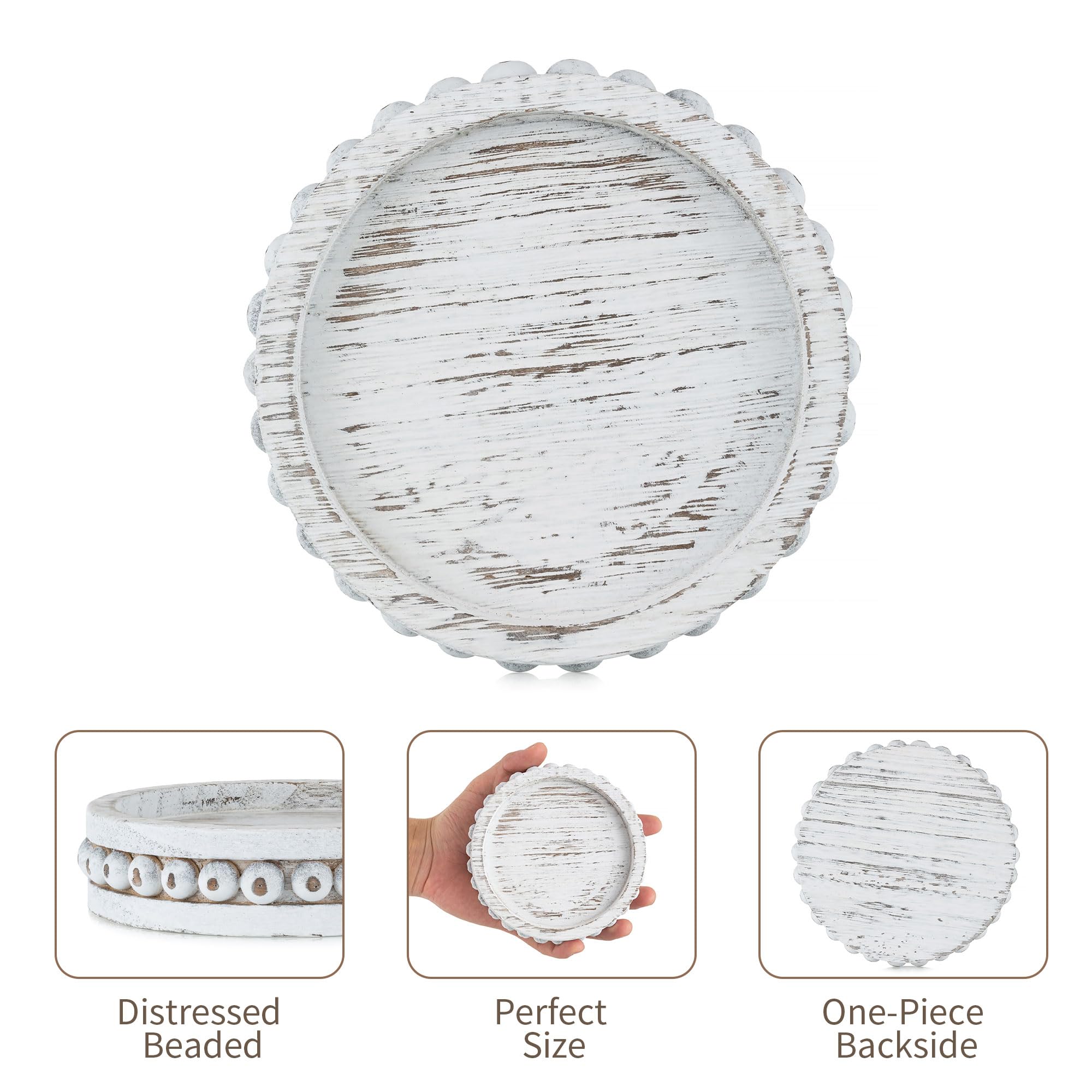 Hanobe whitewashed wood holders add vintage vibe to mantel decor.