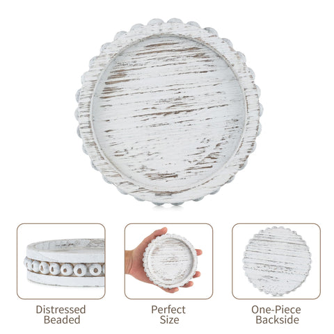 Hanobe whitewashed wood holders add vintage vibe to mantel decor.