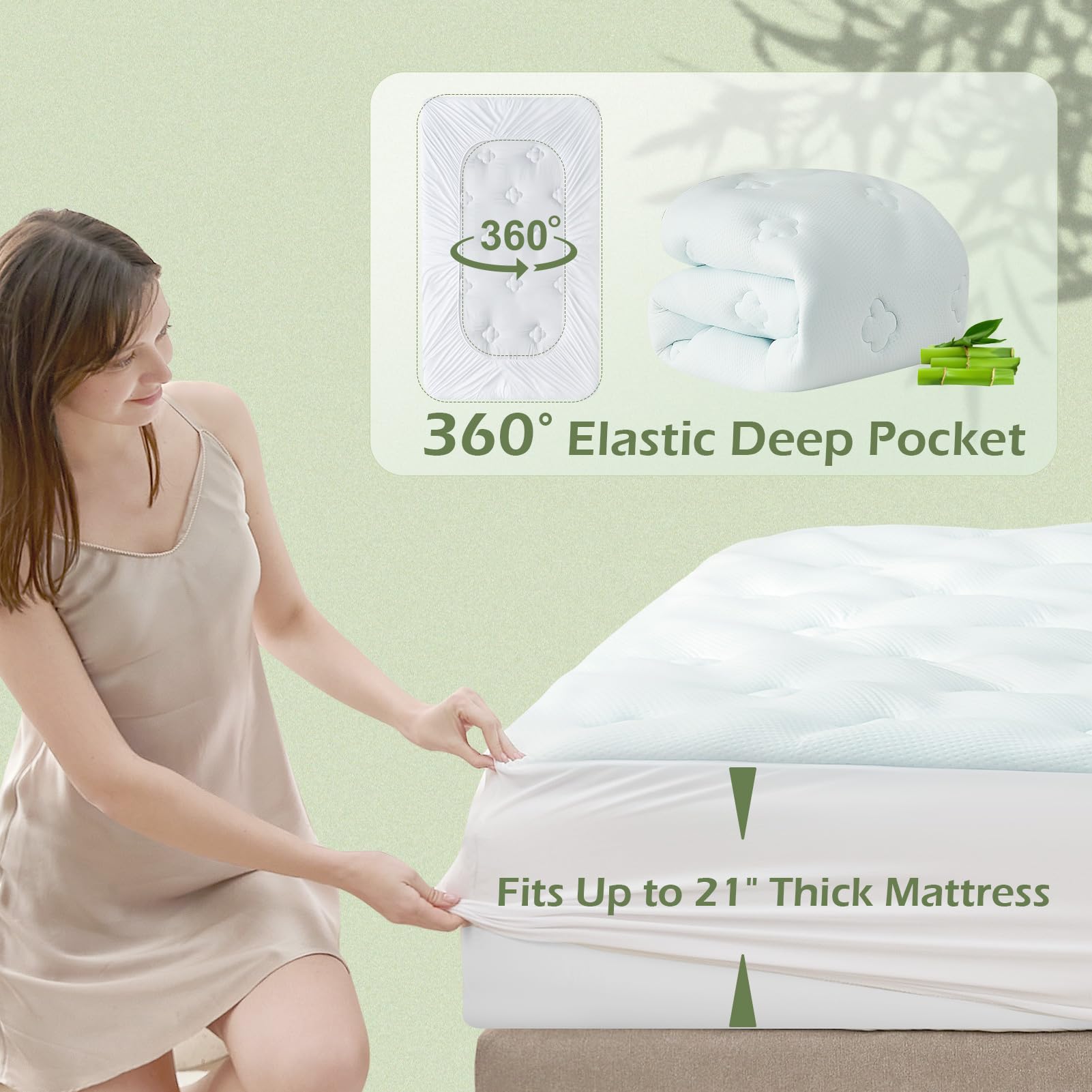 Hansleep deep-pocket design keeps the topper secure on tall mattresses.