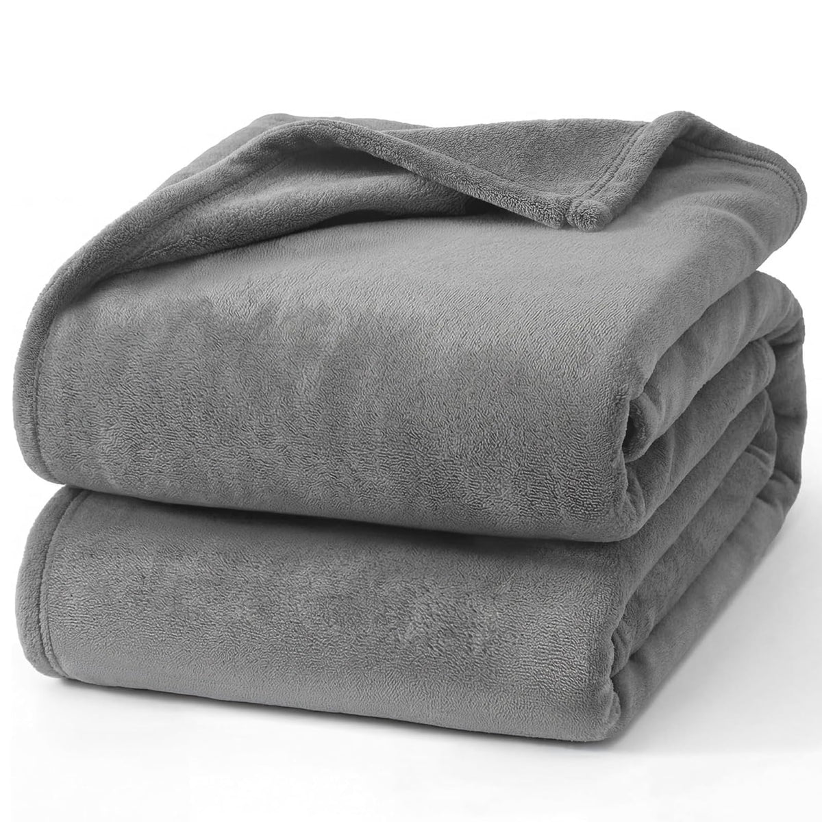 Hansleep fleece grey full blanket on bed for all-season warmth.