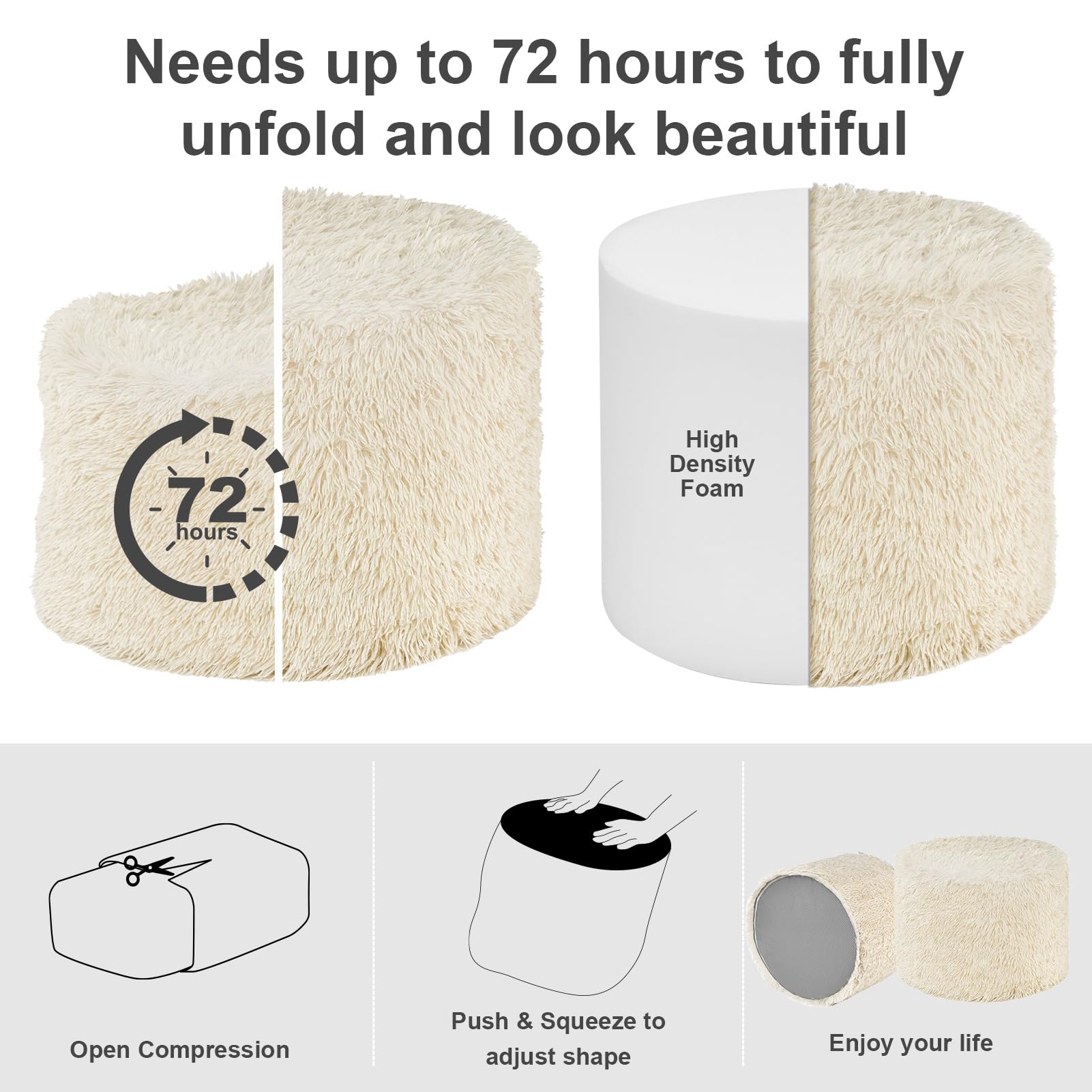 Hansleep pouf shown under a desk as a versatile footrest.
