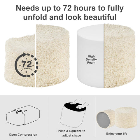 Hansleep pouf shown under a desk as a versatile footrest.
