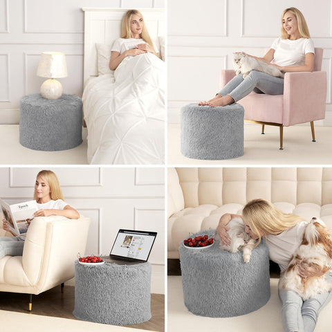 Hansleep modern gray pouf complements contemporary decor in office or living space.