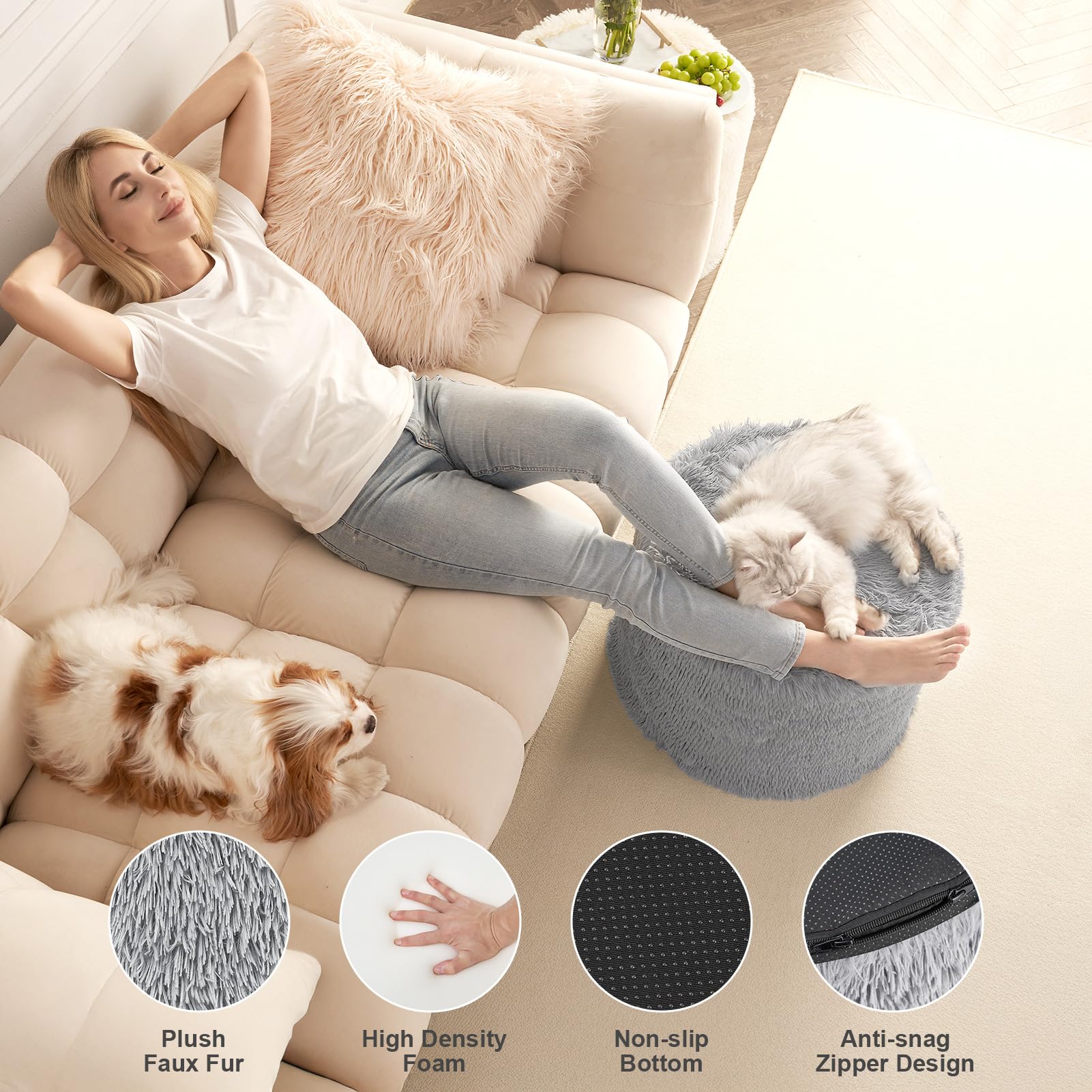 Hansleep foam-filled core provides steady support under desks or in living rooms.