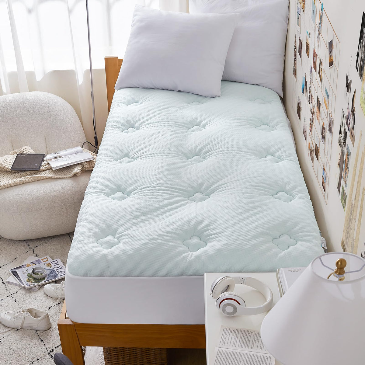 Hansleep twin memory foam topper supports body evenly for better rest.