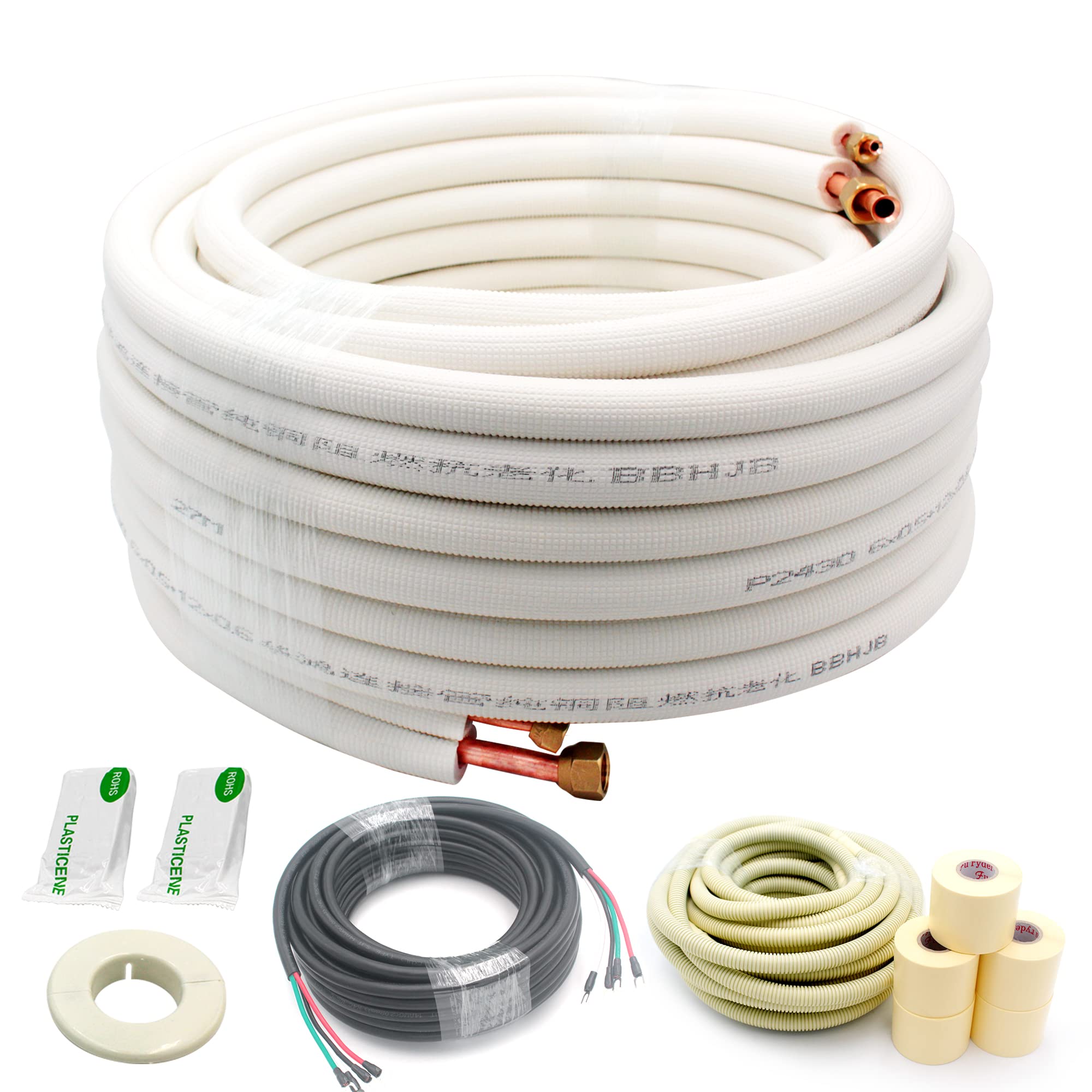 HANSUM 50 ft insulated line set ready for quick, secure installation