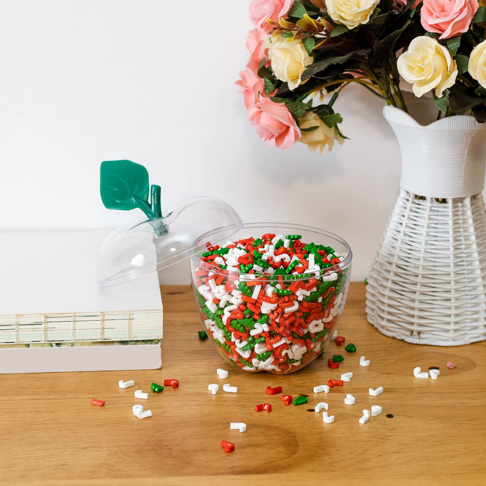 HANZE apple container side view emphasizes clear material for visibility