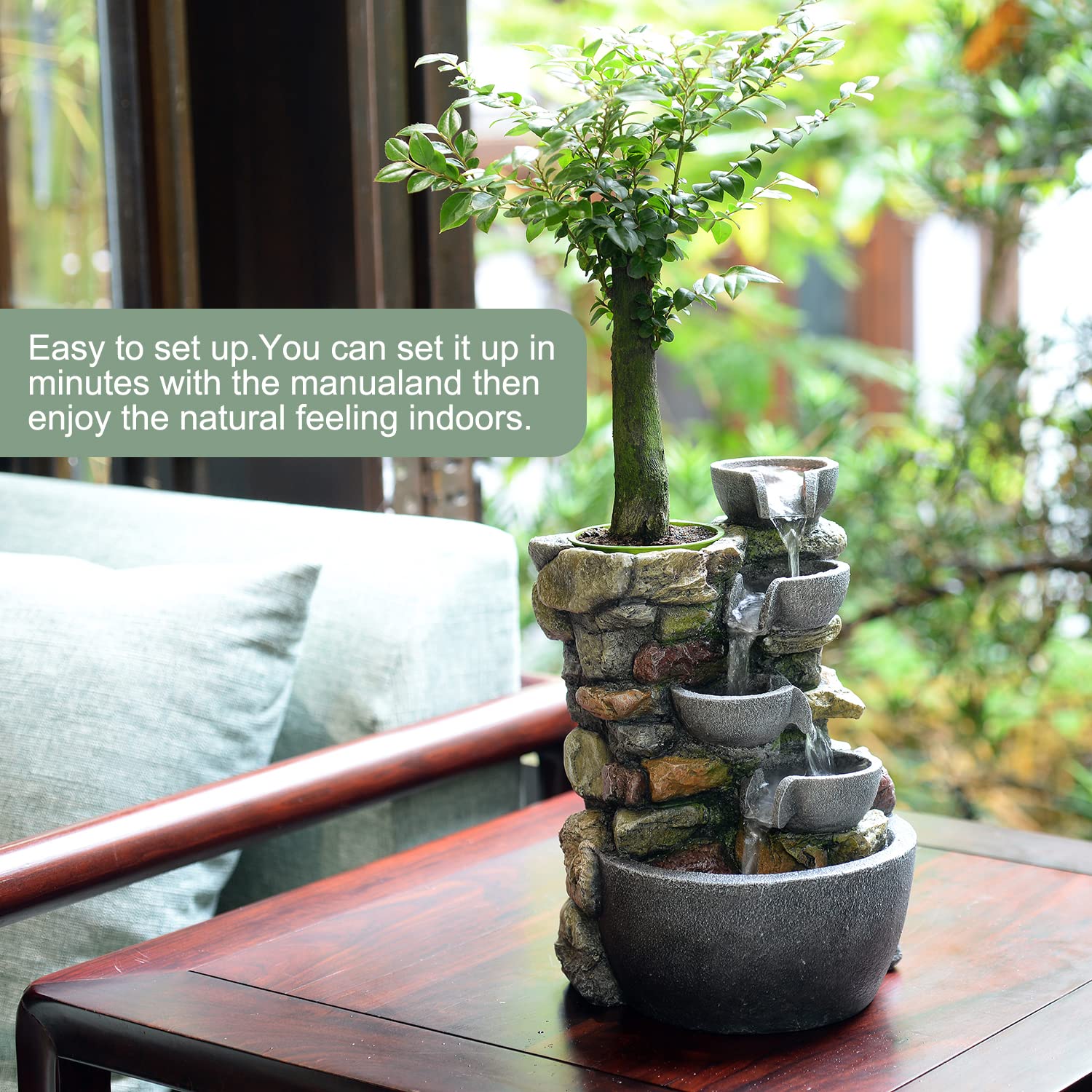 Haobos fountain includes plastic plant pot for automatic watering