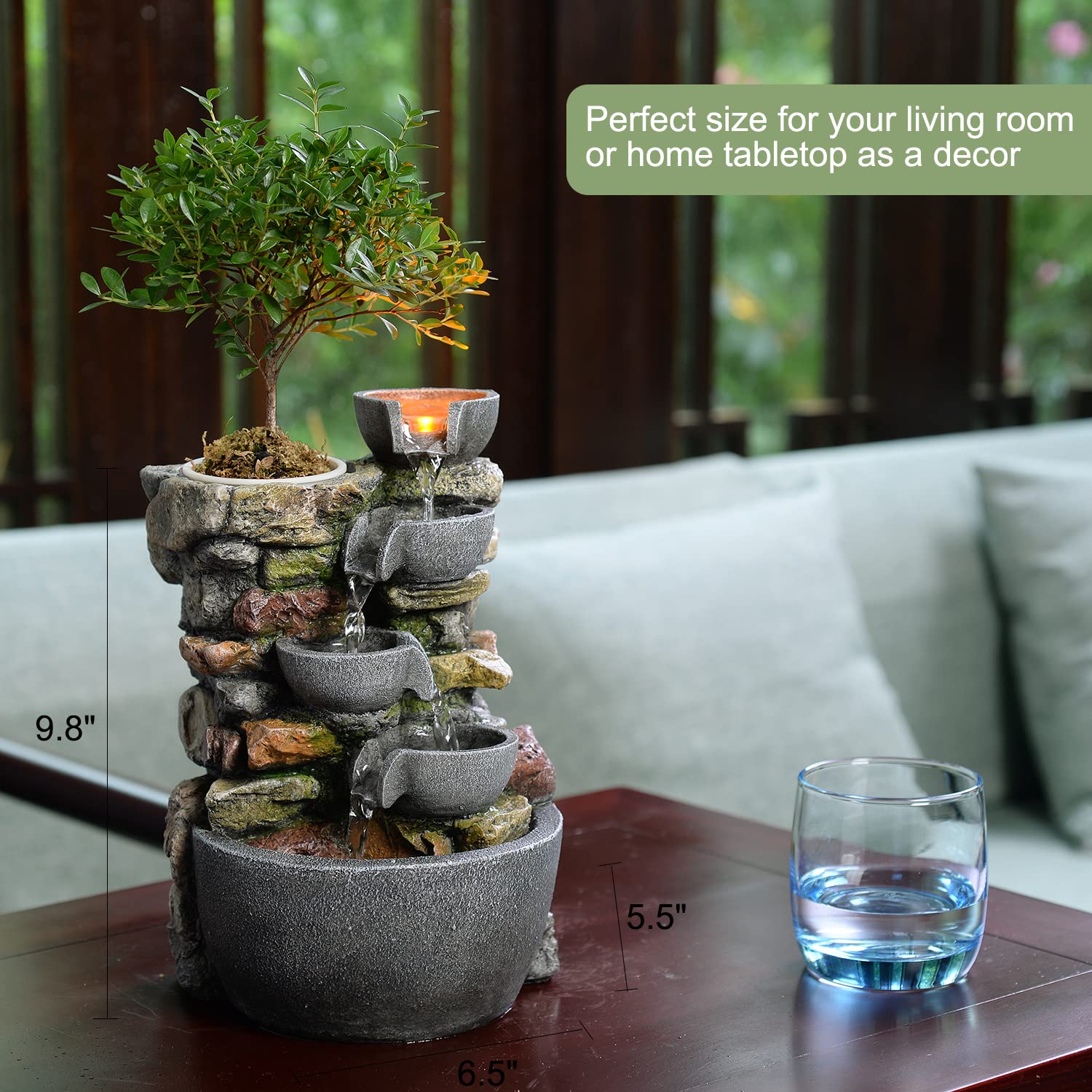 Haobos tabletop fountain compact size fits desks and shelves