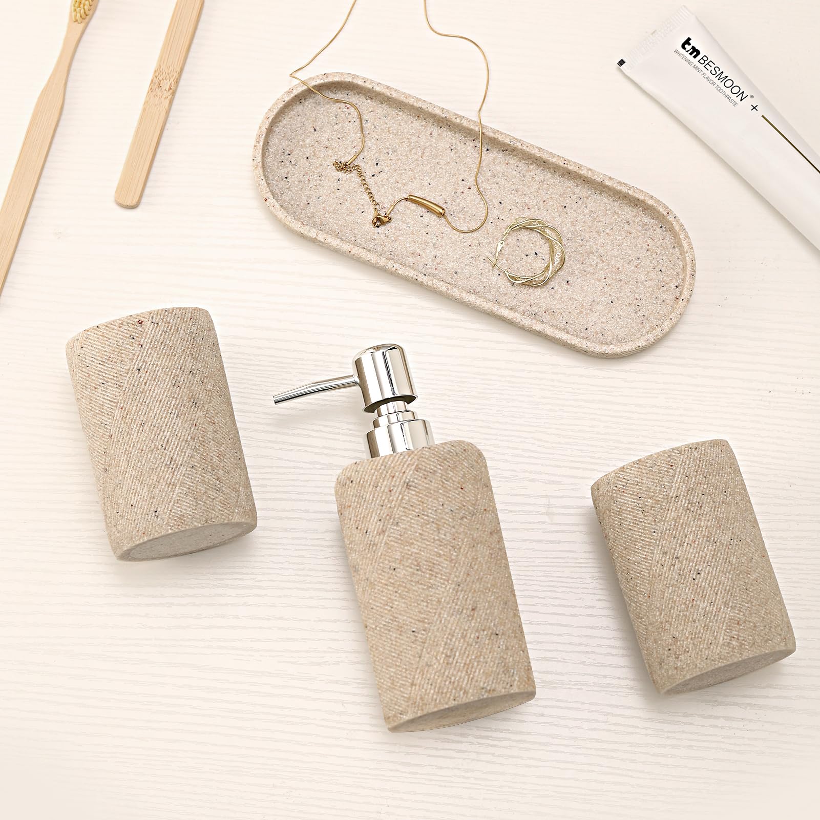Haocoott beige bathroom set in gift-ready packaging