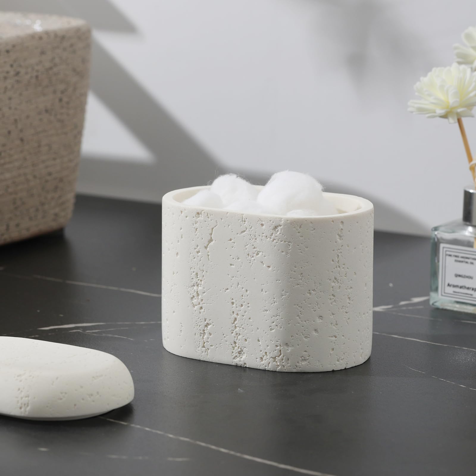Haocoott resin pieces showcasing a boho-modern bathroom decor vibe.
