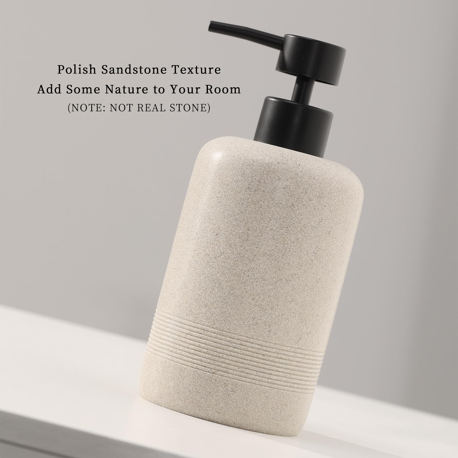 Beige multi-purpose Haocoott dispenser ideal for lotion, dish soap, and shampoo.