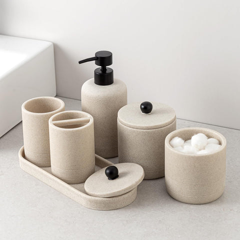 Haocoott qtip holder 1 beige compact storage for cotton swabs