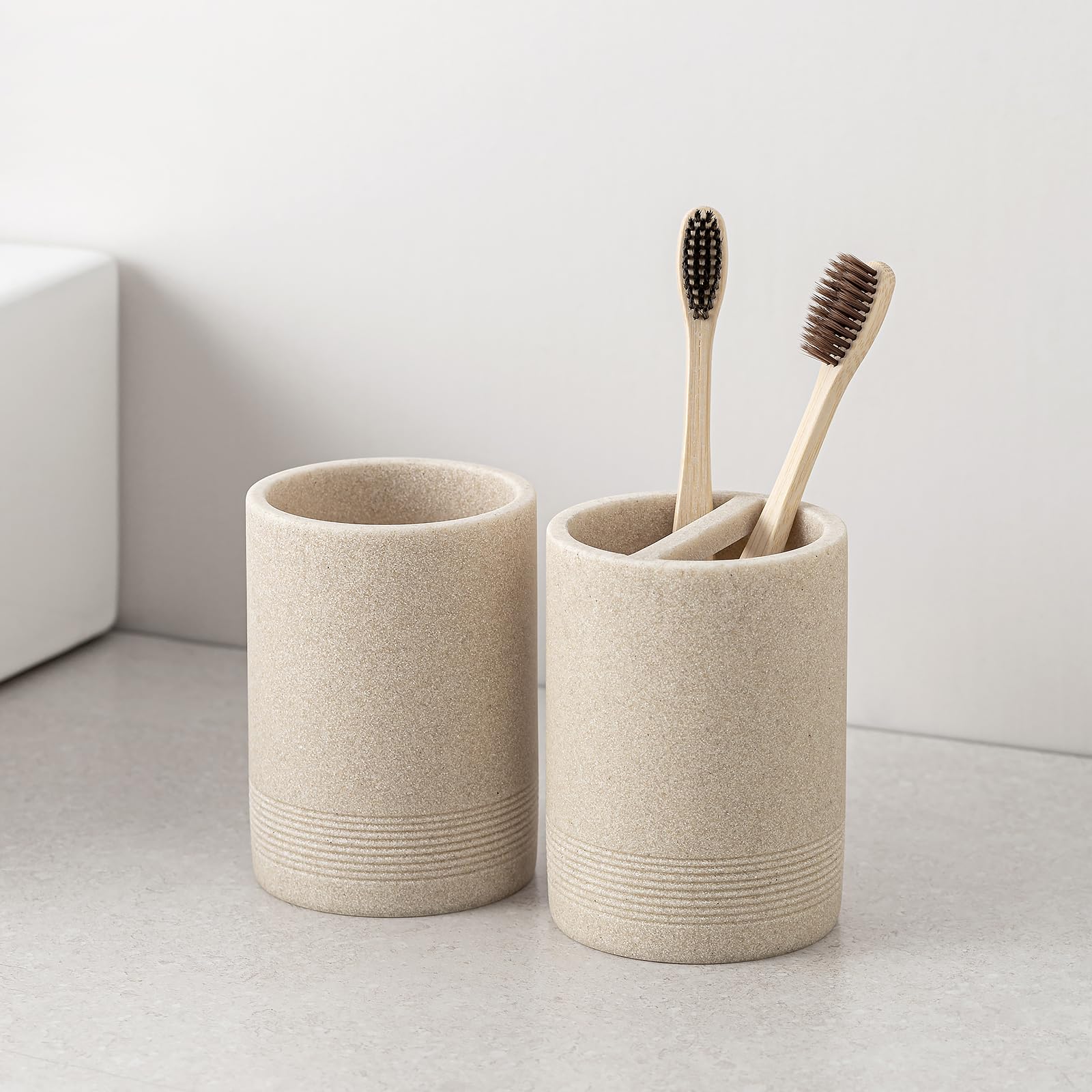 Haocoott qtip holder 2 beige compact storage for pads
