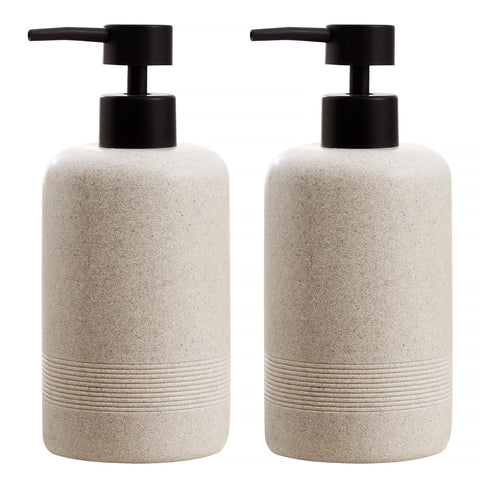 Haocoott soap dispenser 400ml beige on kitchen counter for easy refills.