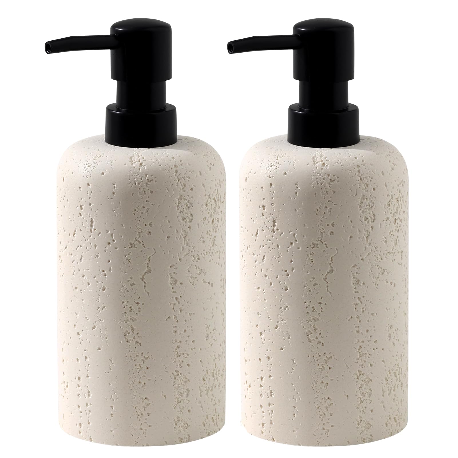 Haocoott travertine dispenser dual-pack front view adds modern countertop style