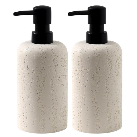 Haocoott travertine dispenser dual-pack front view adds modern countertop style
