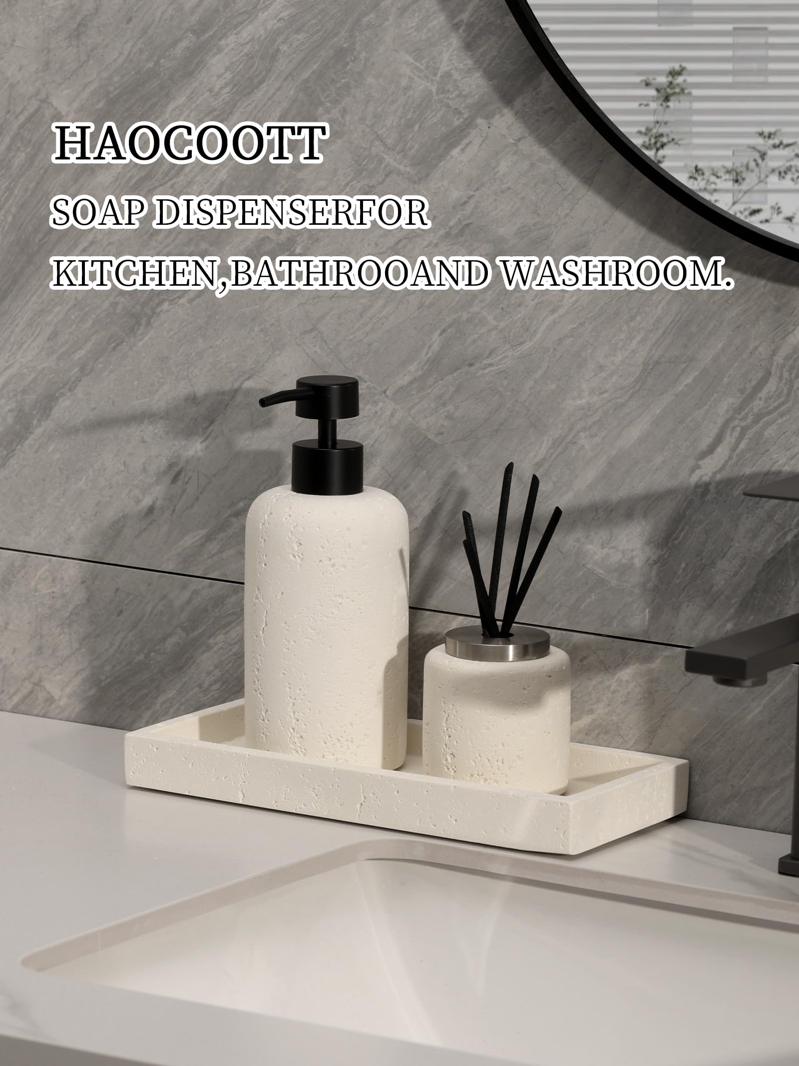 Haocoott travertine bathroom dispenser cream no-leak pump minimizes drips
