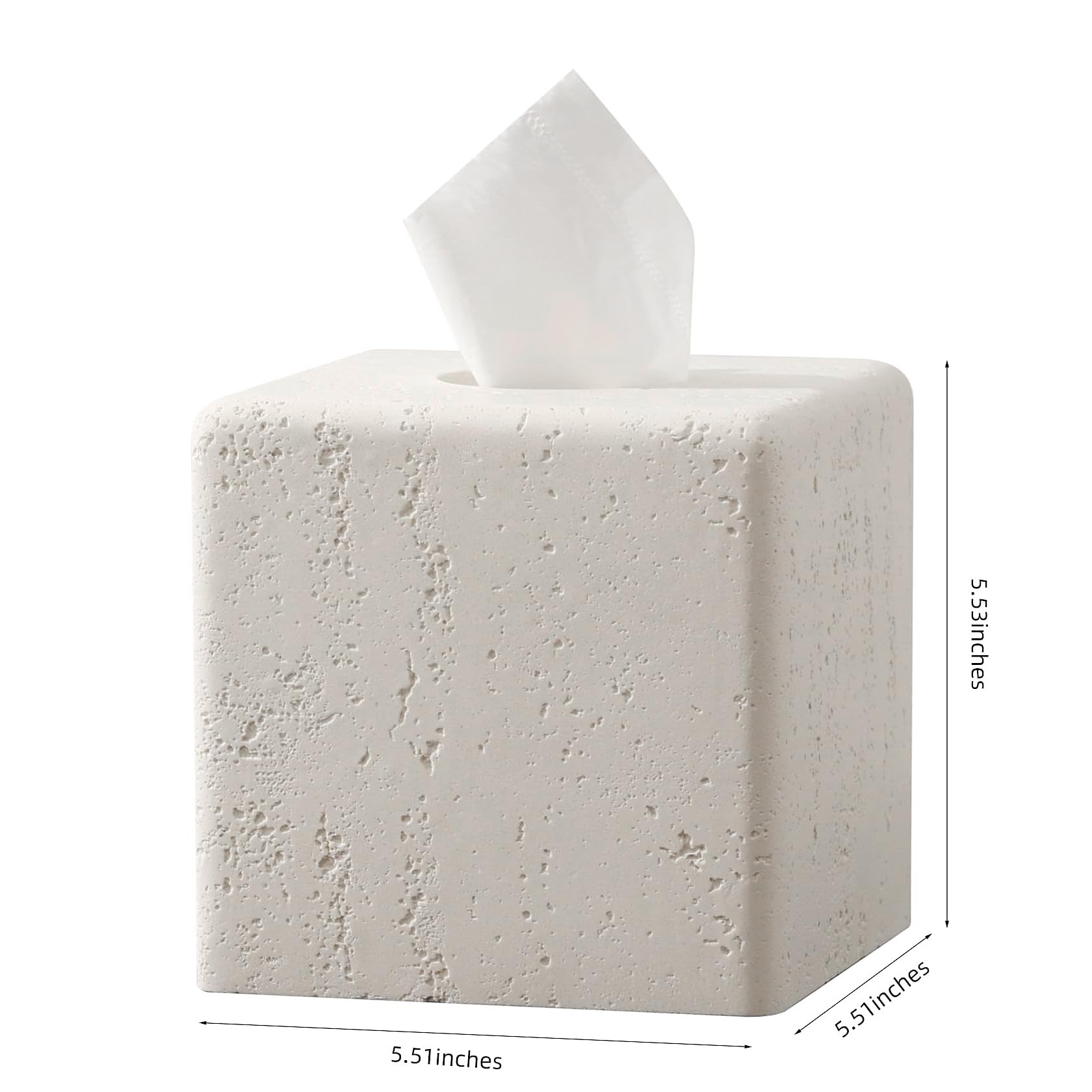 Haocoott travertine-look decorative tissue dispenser blends with decor.