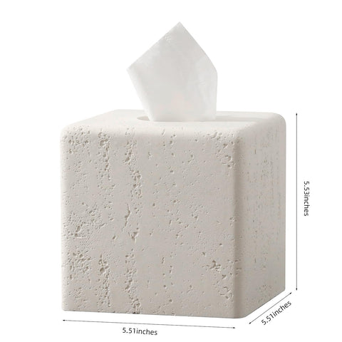 Haocoott travertine-look decorative tissue dispenser blends with decor.