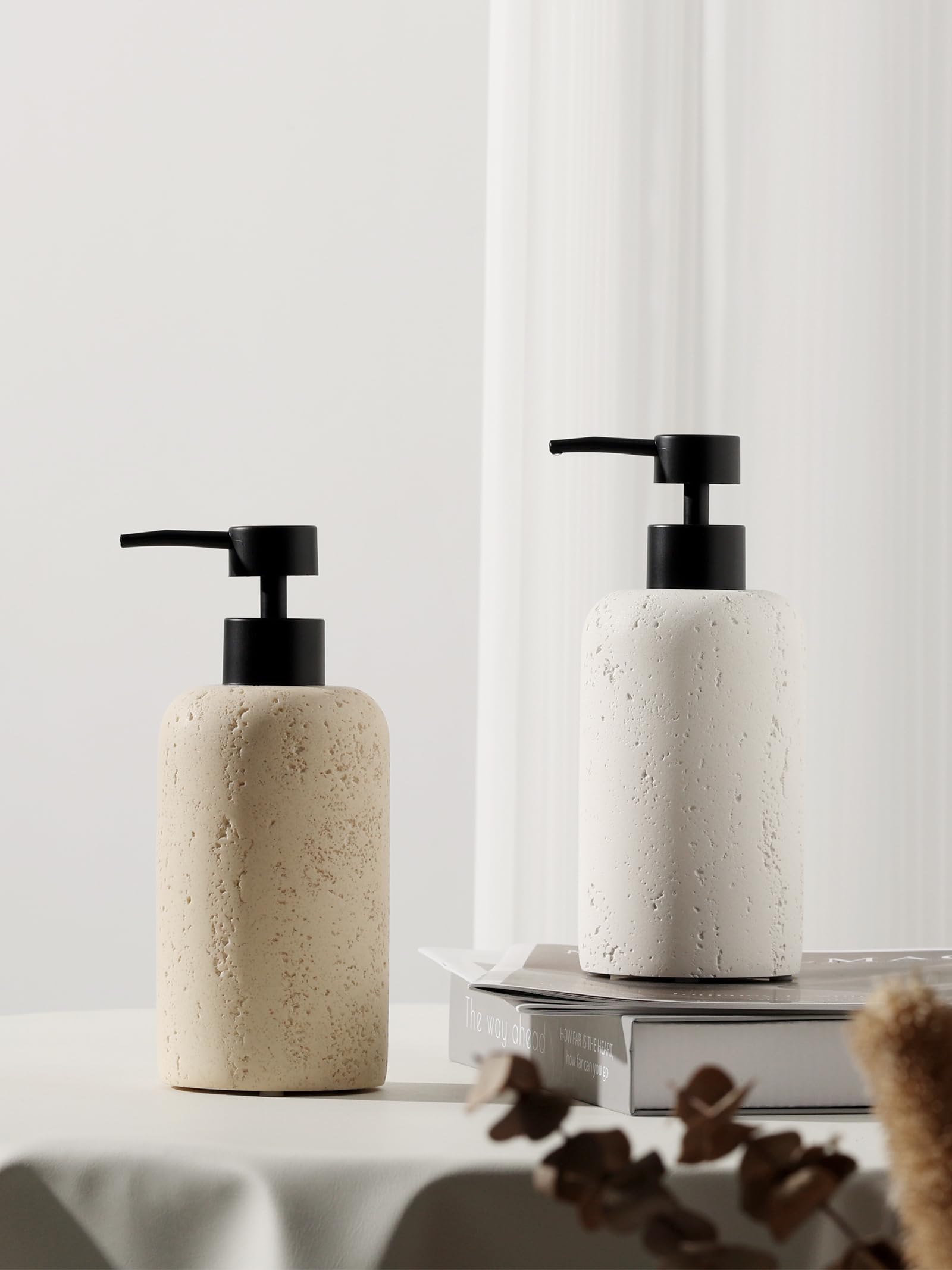 Haocoott travertine 400 mL dispenser cream highlights durable resin and easy refills