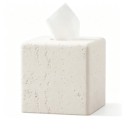 Haocoott travertine tissue box cover square enhances bathroom decor.