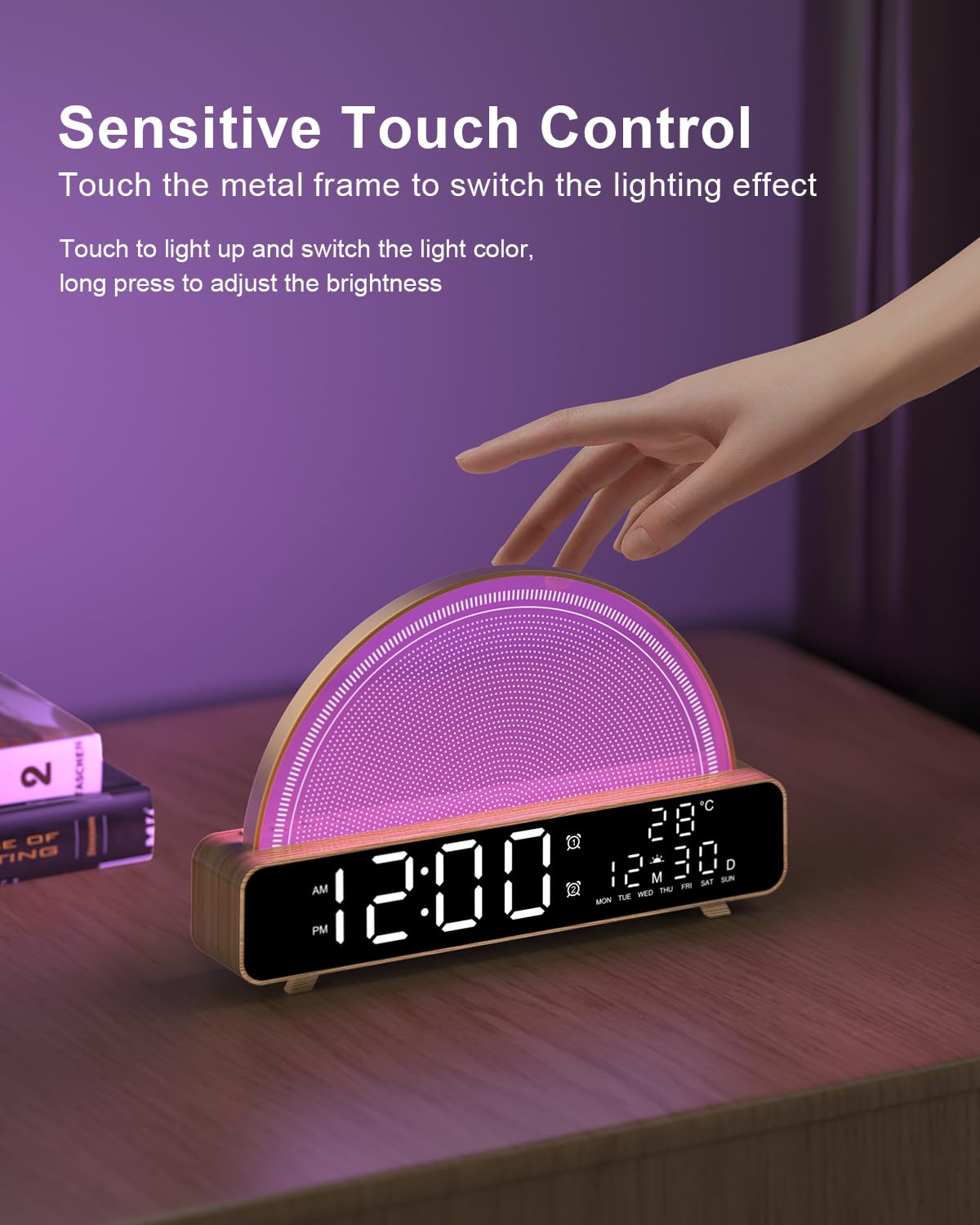 HAODINGMAI Sunrise Alarm Clock large display improves time visibility at a glance.