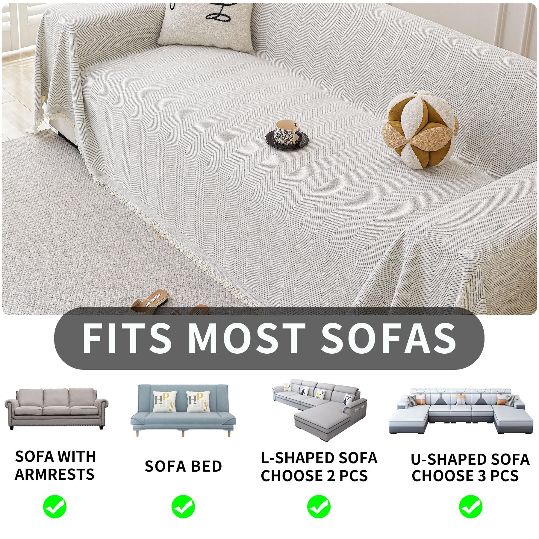 HAOMAIJIA oversized sofa cover in off-white enhances living room style