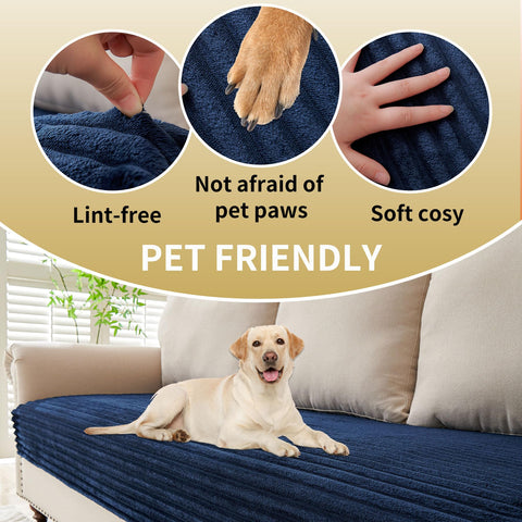 HAOMAIJIA faux fur texture adds luxe style for pets on the sofa.
