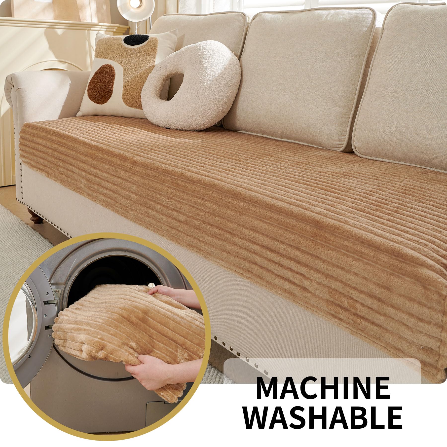 HAOMAIJIA washable couch cover, machine washable for easy cleaning.