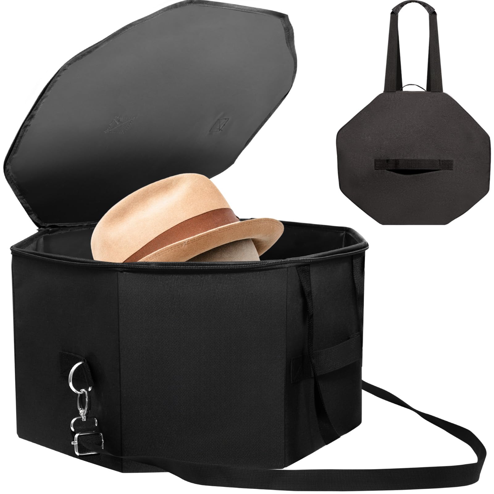 HAOPENGYOU extra large hat travel case closed with sturdy handle for easy transport