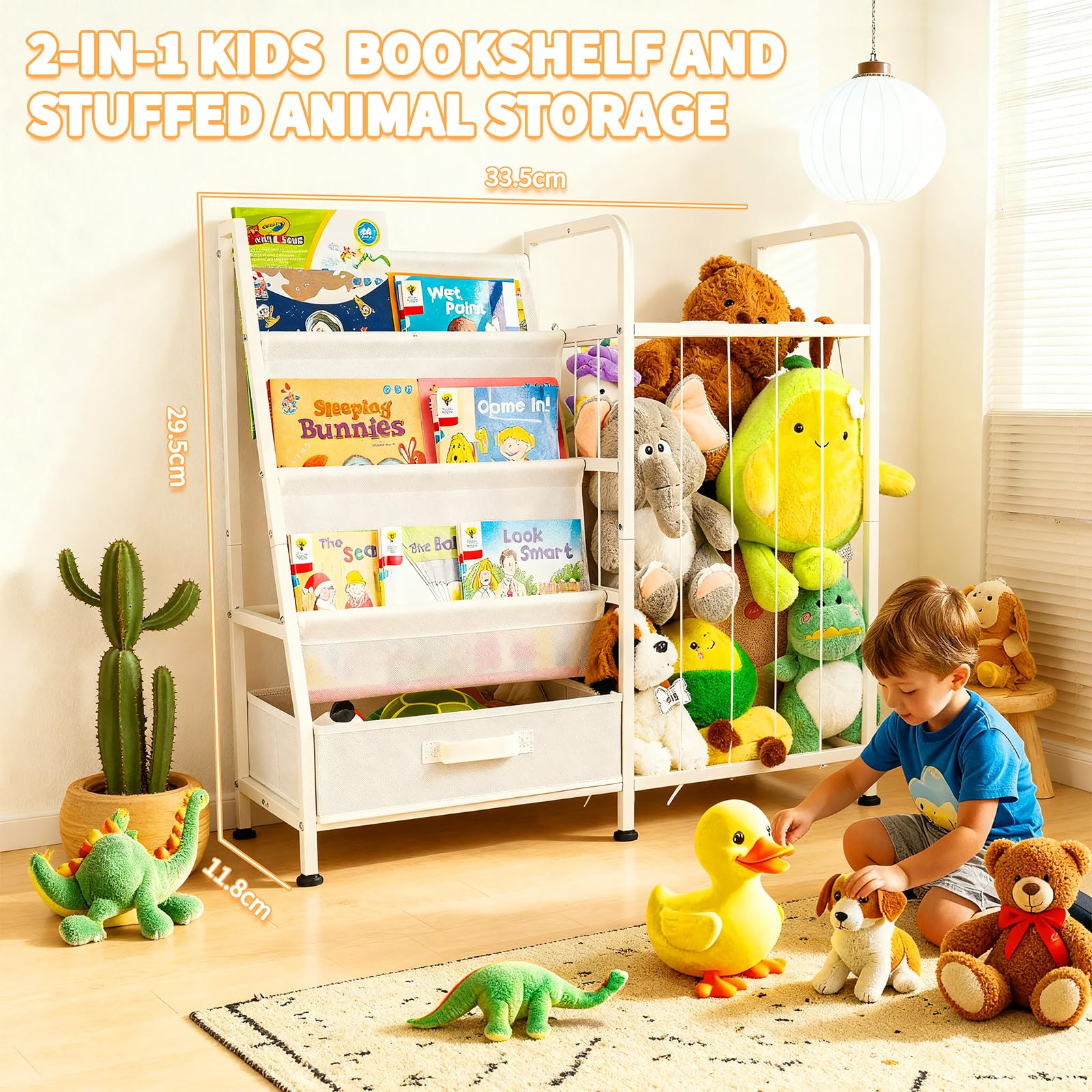 Haotao stuffed animal storage with elastic straps keeps plush toys neatly cradled.