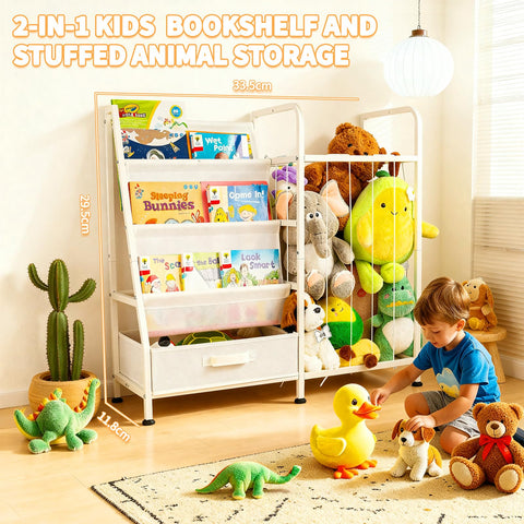 Haotao stuffed animal storage with elastic straps keeps plush toys neatly cradled.