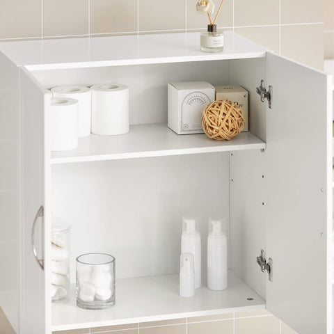 Haotian wall cabinet with moisture-resistant MDF finish keeps bathroom gear tidy.