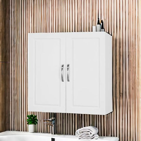 Haotian wall cabinet installed over the toilet adds compact storage.