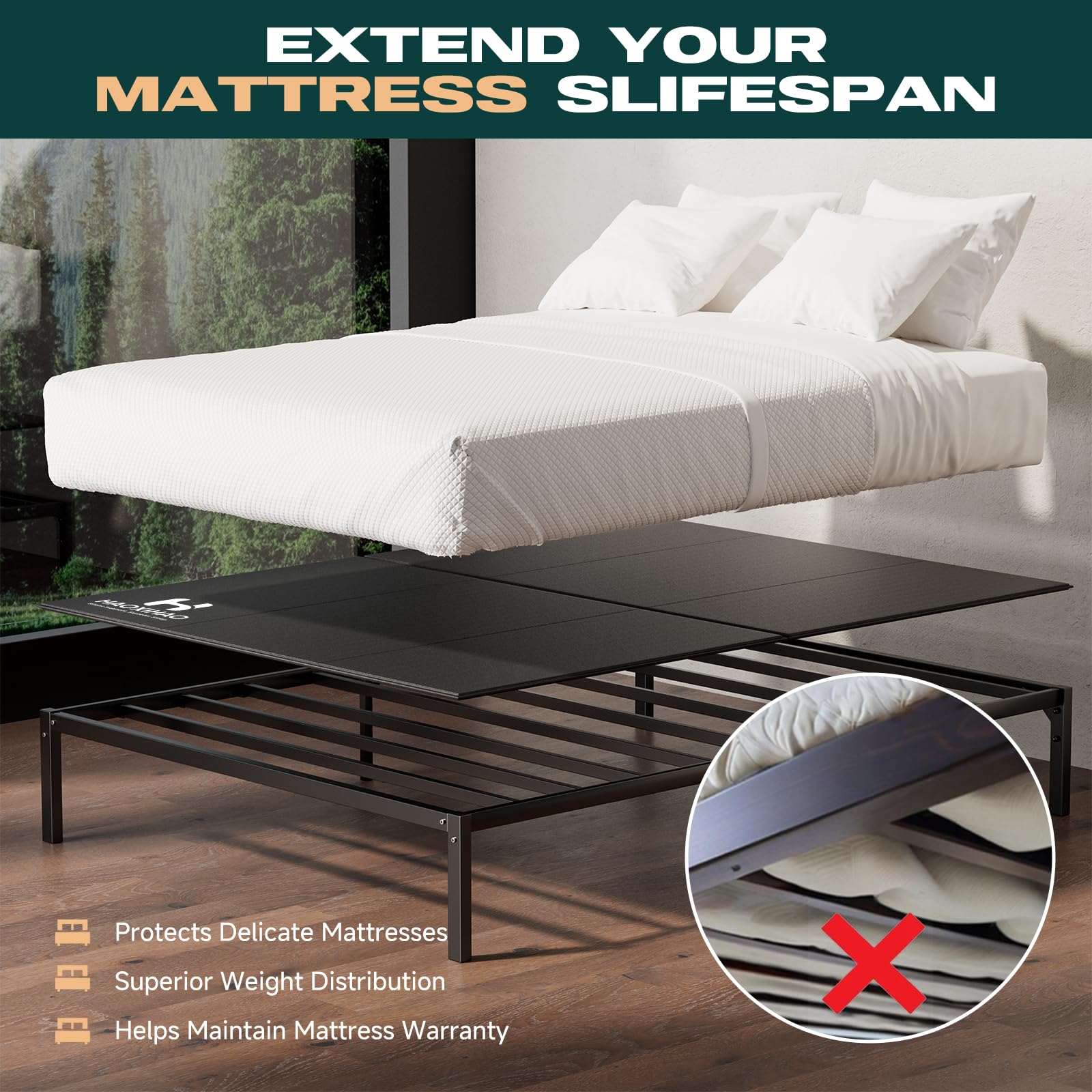 HAOXIHAO bunkie board silent base reduces movement noise for peaceful nights.