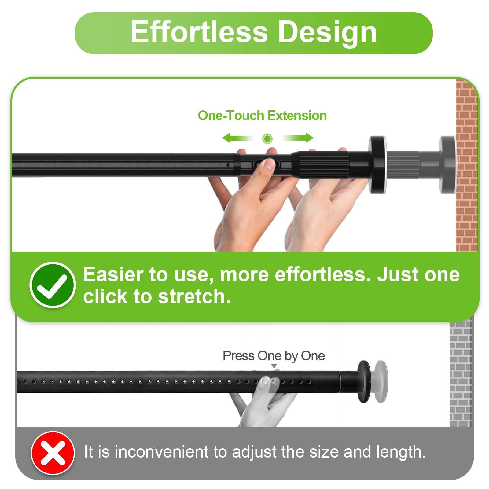 HAOYUNTE no-drill installation feature demonstrating tool-free setup between walls.