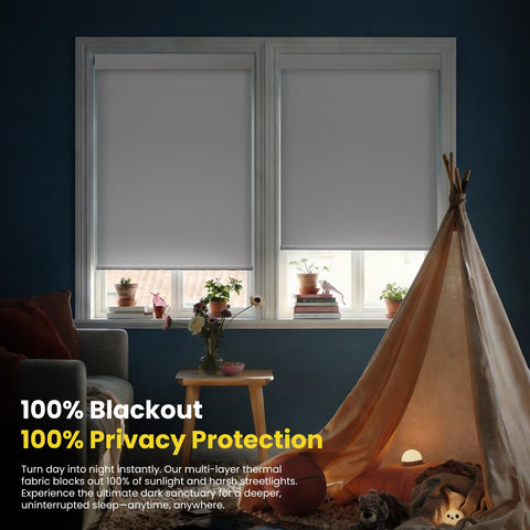 Hapadif cordless roller shades with remote-control enable cord-free use.
