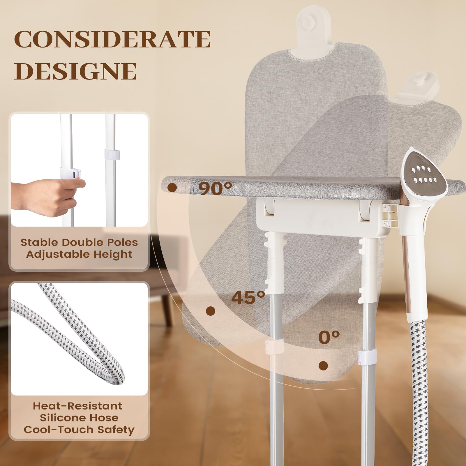 HAPAIS steamer 10-mode system for silk, linen, wool, and cotton fabrics.