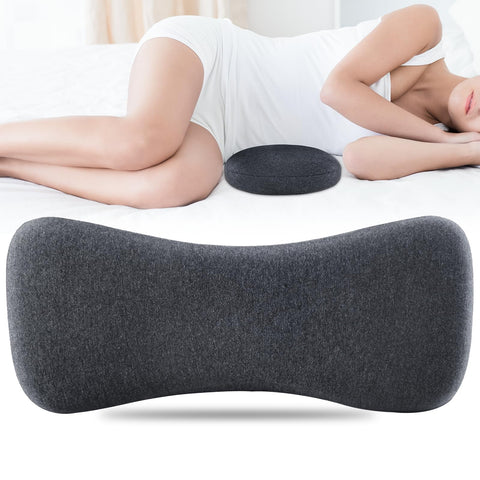 Hapiclody lumbar pillow side view shows ergonomic support for the lower back.