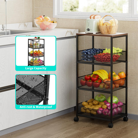 HapiRm 4-tier kitchen storage cart maximizes pantry organization.