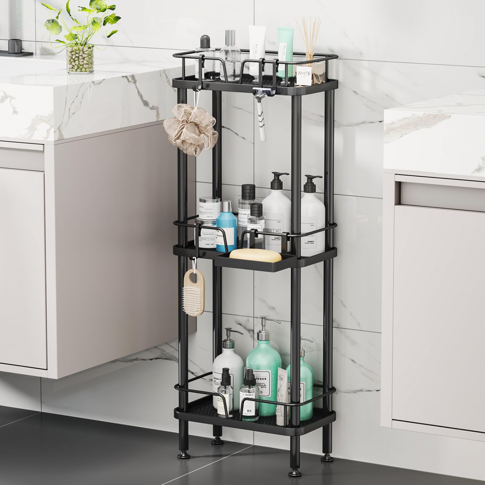 HapiRm black stainless-steel caddy adds a sleek, rust-resistant touch