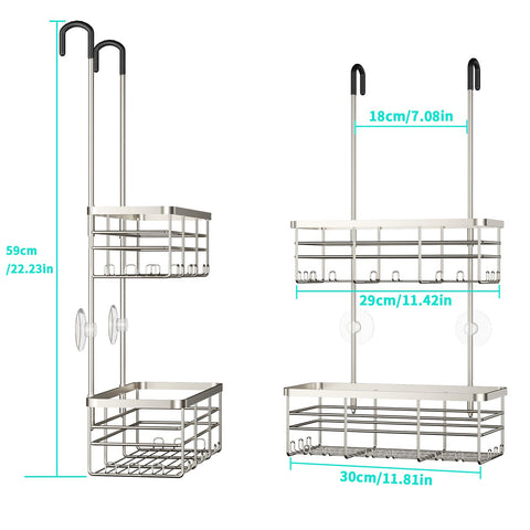 HapiRm compact storage fits shampoo, conditioner, and body wash neatly.