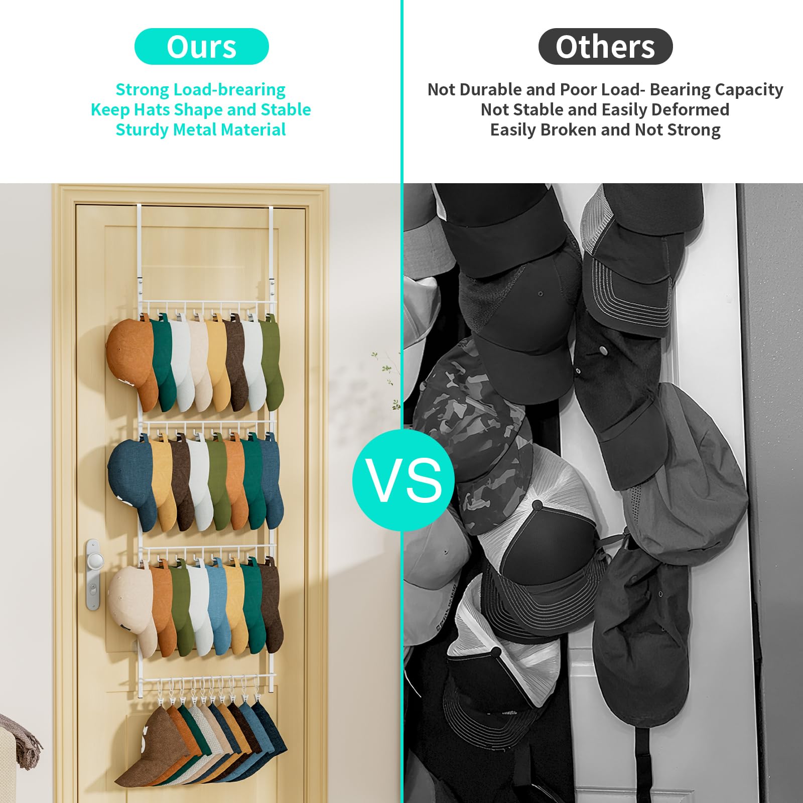 HapiRm cap storage holds up to 34 caps to free closet space