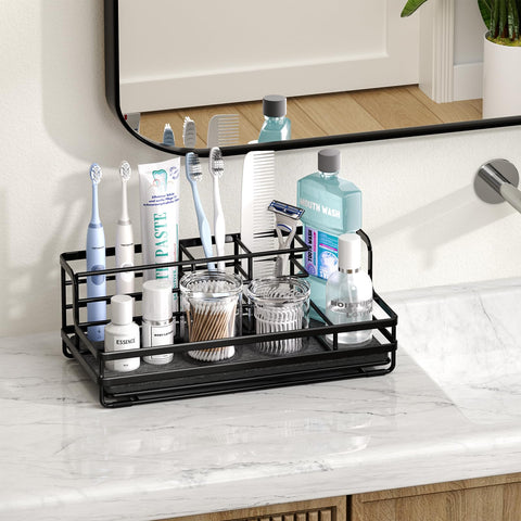 HapiRm compact countertop organizer fits small bathrooms without crowding.
