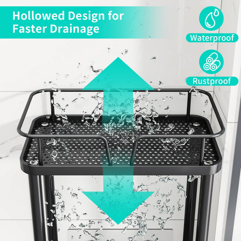 HapiRm corner shower organizer with hooks keeps towels and tools within reach