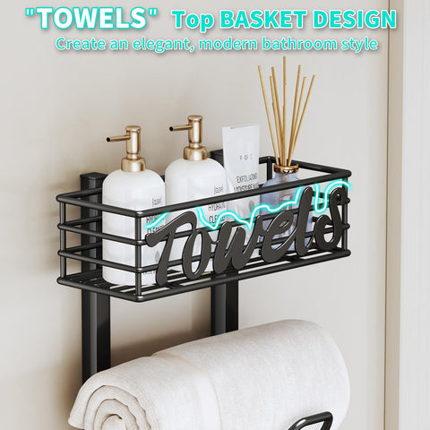 HapiRm anti-swing design with door adhesive keeps towels secure.